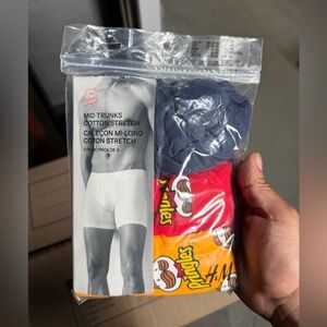 H&M 3-Pack Mid Trunks – Navy, Red, Yellow